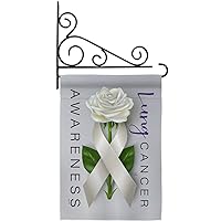 Lung Cancer Awareness Garden Flag Set Wall Holder Support Inspirational Survivor Ribbon Prevention Autism Breast BLM House Decoration Banner Small Yard Gift Double-Sided, Made in USA
