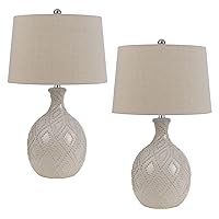 Cal 150W 3 Way Bogalusa Ceramic Table lamp, Priced and Sold as Pairs, Ivory