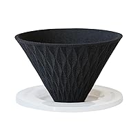Kofil 13904300 Flow Flow Corrugated Ceramic Coffee Filter, Dripper with Dedicated Base, Black, Made in Japan