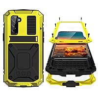 Samsung S22 Metal Bumper Silicone Case with Stand Hybrid Military Shockproof Heavy Duty Rugged case Built-in Screen Protector Cover for Samsung S22 (S22, Yellow)