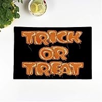 Set of 4 Placemats Trick Or Treat Happy Halloween Or Greeting Card Halloween Party Invitation Design 12.5x17 Inch Non-Slip Washable Place Mats for Dinner Parties Decor Kitchen Table