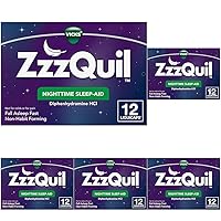 ZzzQuil, Nighttime Sleep Aid LiquiCaps, 25 mg Diphenhydramine HCl, No.1 Sleep-Aid Brand, Non-Habit Forming, Fall Asleep Fast, 12 Count (Pack of 5)