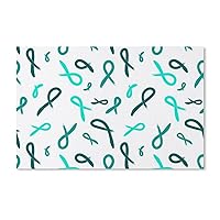 Teal Ribbon Painted Ovarian Cancer Novelty Picture Decor Canvas Framed Painting Poster Wall Art for Bedroom Office