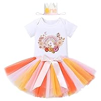 IBTOM CASTLE Baby Girl One Year Old Birthday Floral Lace Party Cake Smash Romper+Tutu Skirt Set+Crown Photo Shoot Clothes