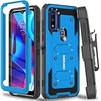 Aegis Series Case for Moto G Pure 6.5 inch (2021 Release), Full-Body Rugged Dual-Layer Shockproof Protective Cover with Kickstand and Built-in-Screen Protector, Blue
