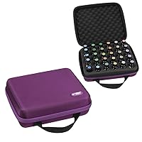 Hermitshell Travel Case Storage Bag with Foam Insert Carrying Handle Purple Fits 30 bottle Young living/Doterra oils 15ml / 10ml Essential Oil