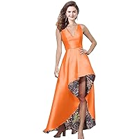 High Low Wedding Guest Bridesmaid Dresses Camouflage Prom Dress
