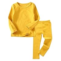 Toddler Boys Girls Thermal Underwear Long Sleeve T-shirt Leggings 2Pcs Kids Winter Base Layer Set, 12Months-8Years