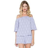 Sugar Lips Women's Polka Dot Pleated Off The Shoulder Top
