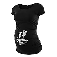 Black Cute Pregnancy Shirts for Women Announcement - Maternity Clothes for Women [40022014-AK] | Coming Soon, L