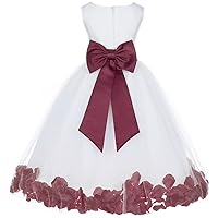 Ivory Tulle Rose Floral Petals Toddler Flower Girl Dresses Bridal Gown 302T