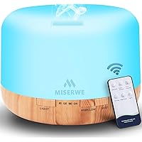MISERWE 500ml Diffuser with Remote Control Waterless Automatic Shut Off Essential Oil Diffusers with Timing Mode Adjustable Oil Diffuser for Home