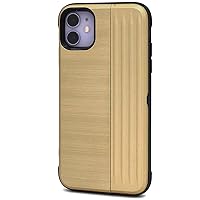 プラタ iPhone 11 Case, Back, Card Holder, Metallic Cover, Stylish Carry Cards, IC Card Storage, Sliding Type, iPhone 11 Smartphone Case, Gold