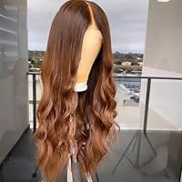 Highlight 1b30 Body Wave Human Hair Wigs Ombre Brown Color 180% Density Wave Wigs HD Transparent Lace Front Long Human Hair Wigs Glueless 13x6 Lace Front Wig Pre Plucked Brazilian Hair