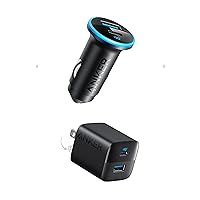 USB C Car Charger Adapter(52.5W), Anker 323 Compact Car Phone Charger with USB C Charger 33W, Anker 323 Charger, 2 Port Compact Charger with Foldable Plug