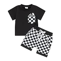 Baby Boy Summer Clothes 6 12 18 24 Months 2t 3t Short Sleeve T Shirt Tops + Toddler Shorts Green Black Blue Outfits
