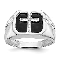 14k White Gold Solid Polished Open back Not engraveable Diamond mens ring Size 10 Jewelry for Men