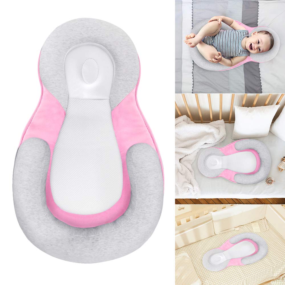 GIEFRNE Baby Lounger Cover Baby Nest Co-Sleeping, Soft Breathable Cotton Portable Baby Bed Baby Registry Search (Pink)