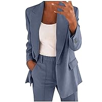 2 Piece Outfits for Women Summer Blazer Jacket and Slim Fit Pant Suit Set Double Breasted Casual Elegant Blazer Set