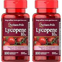 Puritan's Pride Lycopene, Supplement for Prostate and Heart Health Support* 10 Mg Softgels, 100 Count (Pack of 2)