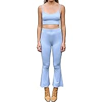 Daisy Del Sol Women's Two Piece Crop Top Cami High Waist Stretch Ankle Length Cropped Kick Flare Carpi Yoga Loungewear Set