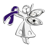 Purple Ribbon Angel by My Side Awareness Pin – Purple Ribbon Angel Pin for Alzheimer’s, Epilepsy, Pancreatic Cancer, Domestic Violence, Crohn’s Disease & More (2 Pins)