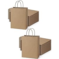 BagDream 8inch Medium Gift Bags 125Pack Brown Paper Bags with Handles Bulk Party Favor Bags