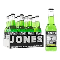 Jones Soda Co. Green Apple Soda Flavor | 100% Cane Sugar Soda | Craft Soda Pop | Soda Soft Drinks | 12 Oz Glass Bottle Soda | 12 Pack Soda