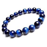 Natural Blue Tiger Eye Gemstone Crystal Round Beads Fashion Bracelet AAAA 10mm