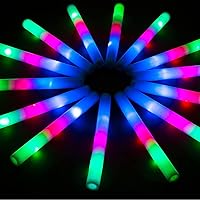 SHQDD Glow Sticks Bulk, July 4th Party Supplies, 28 Pcs LED Foam Sticks with 3 Modes Colorful Flashing,Glow in the Dark Party Supplies for Wedding, Raves, Concert, Party, Camping, Sporting Events