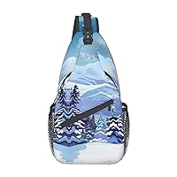 Winter skiing Print Sling Bag Shoulder Sling Backpack Travel Hiking Chest Bag For Men Women
