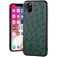 for Apple iPhone 11 Pro Max (2019) 6.5 Inch Case, Luxury Ostrich Leather Business All-Inclusive Shockproof Phone Back Cover (Color : Green)