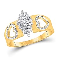The Diamond Deal 10kt Yellow Gold Womens Round Diamond Double Heart Cluster Ring 1/8 Cttw