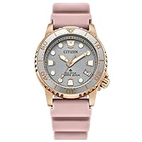 CITIZEN EO2023-00A Women's Analogue Solar Watch with Rubber Strap, pink, Strap.