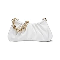 JOLLQUE Shoulder Bag for Women, Small Leather Dumpling Bags, Handbag Purse, Gold Chain Evening Clutch Purses