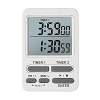 Taylor Dual Event Digital Timer w/Clock, White