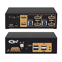 CKL 2 Port USB 3.0 KVM Switch Dual Monitor HDMI 4K 60Hz, Keyboard Video Mouse Peripherals Switcher for 2 Computers 2 Monitors with Audio 922HUA-3