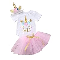 Infant Baby Girls First 1st Birthday Clothes Set Romper Bodysuit and Tutu Skirts with Headband Girls Outfits