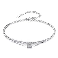 S925 Sterling Silver Bracelet with 3a Zircon Beaded Ladies Bracelet, Delicate Personalized Jewelry Gift,for Mother's Day,birthday,anniversary Jewelry Gifts,Silver