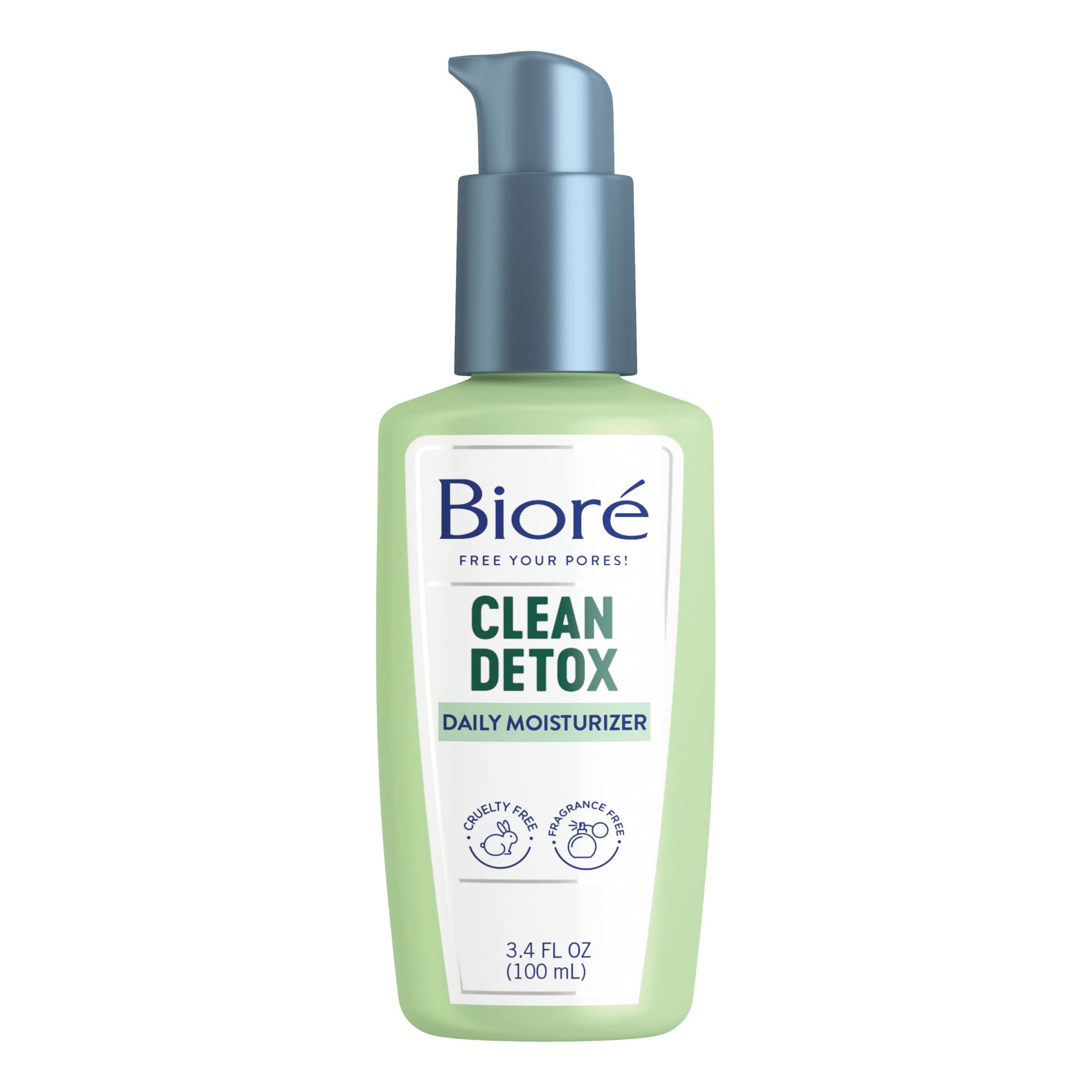 Biore Sensitive Skin Face Moisturizer, Hydrating Moisturizer, Fragrance Free Moisturizer, Clean Detox Daily Face Moisturizer 3.4 oz