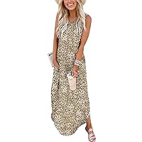 Prinbara Women's Maxi Dress Summer Casual Long Subdress Sleeveless Split Loose Trendy Beach Dresses