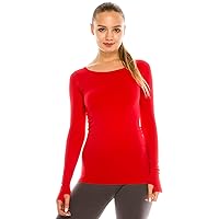 Kurve Womens Long Sleeve Round Neck Warm T-Shirt, UV Protective Fabric UPF 50+ (Made with Love in The USA)