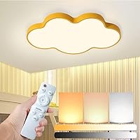 LED Ceiling Light Fixture,27 Inch Modern Cloud Shape Recessed Ceiling Lights,Remote Control Dimmable Light,Yellow 43W Close to Ceiling Lighting Flush Mount Living Room Bedroom,3000K-6000K