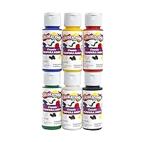 Colorations Tempera Paint, Rainbow Colors, Set of 6, 2 OZ EA, Red, Blue, Green, White, Yellow, Black