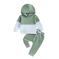 MERSARIPHY Baby Boy Clothes Set Color Block Long Sleeve Hooded Sweatshirt Pant Sweatsuit Infant Fall Winter Outfits