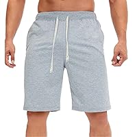 Men's Summer Solid Color Shorts Loose Shorts Sports Casual Drawstring Cotton Shorts