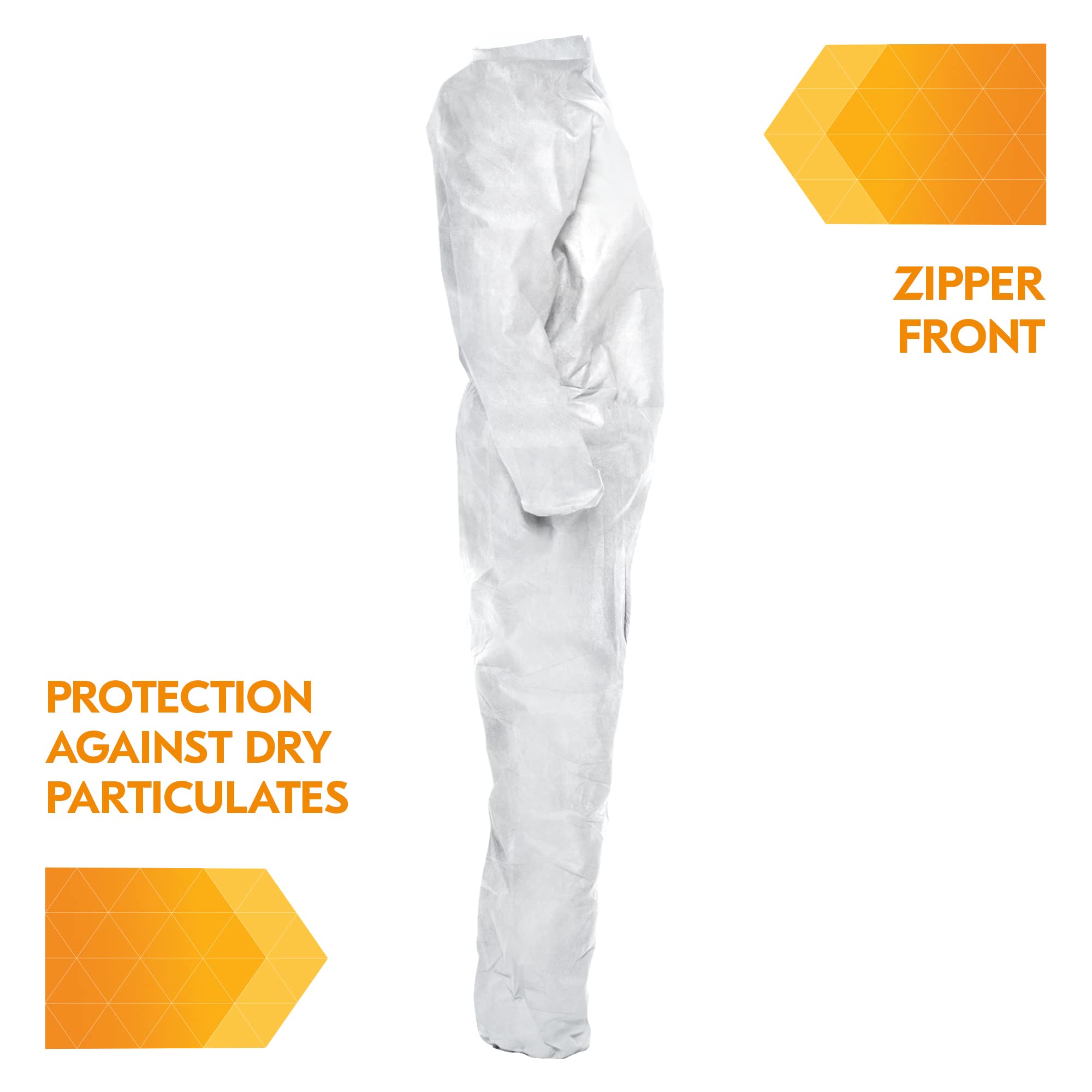 KleenGuard A20 Elastic Wrist and Ankle Coverall, 2X, White (37718), REFLEX Design, Zip Front