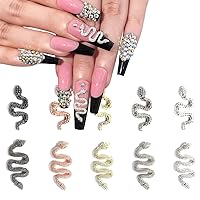 10pcs Snake Nail Charms for Acrylic Nails 3D Nail Charms with Rhinestones Alloy Snake Gold Silver Black Grey Rose Gold Metal Snakes Charms for Women Nail Art DIY Crafts Decoration Accessories