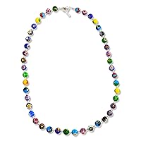 Handmade Murano Glass Millefiori Colorful Beaded Necklace, 26