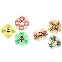 ALASOU 6 PCS Suction Cup Spinner Toys(3 Farm+3 Bee) for Infant and Toddlers